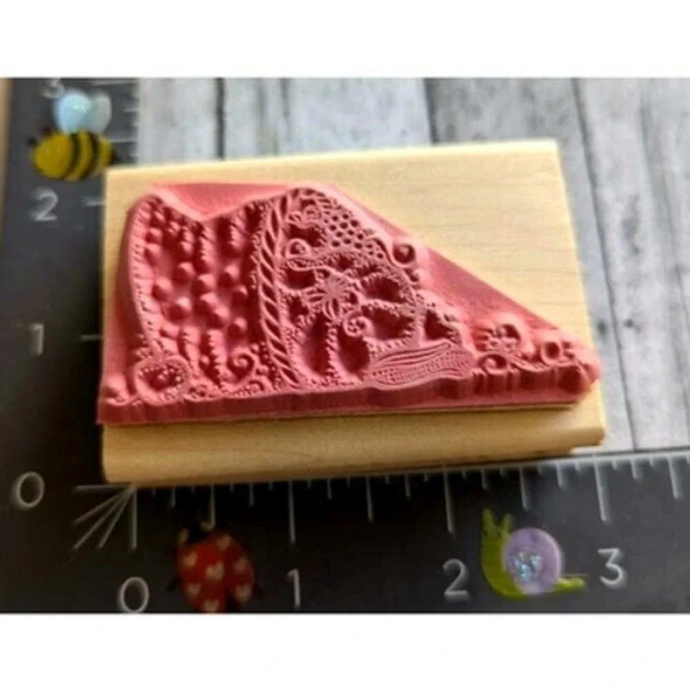 Dots Plenty and Thankful J130 Pumpkin Cornucopia Rubber Stamp Wood #C94